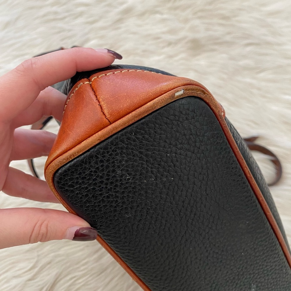 Dooney & Bourke Black Brown Pebbled Grain Leather Crossbody Shoulder Bag Purse - Picture 14 of 16